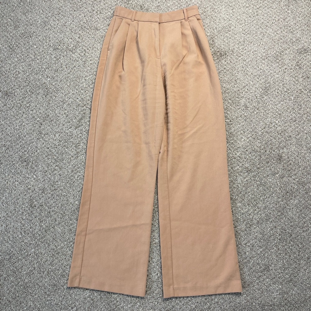 Abercrombie & Fitch Women's Trouser Pants Curve Love Wide Leg Pleated 27_4L Tan